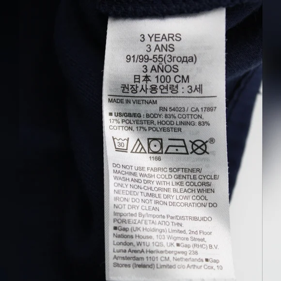 GapFit Toddler Navy Full Zip Hoodie Size 3T - Picture 4 of 4